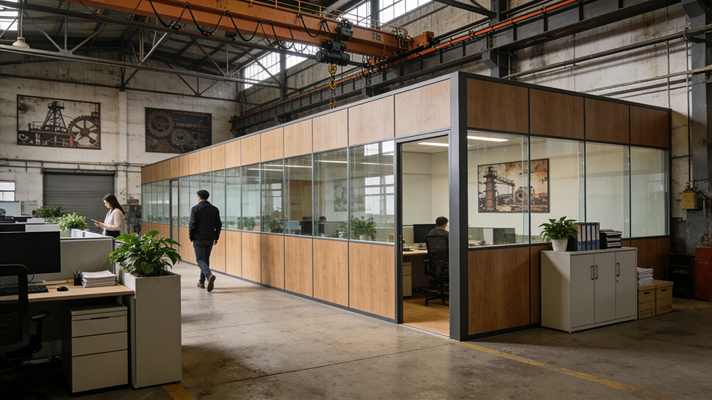 鋼結構廠房內辦公隔墻圖4
